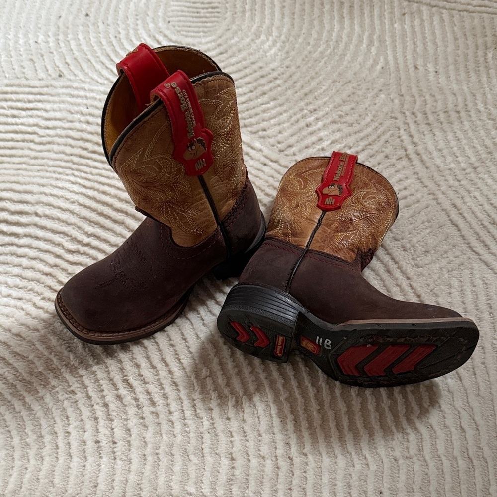 Kids Brown and Tan Cowboy Boots
